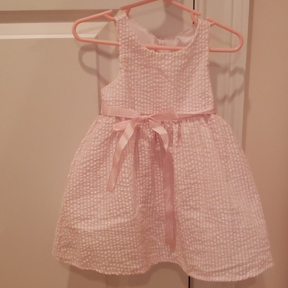 Pink Seersucker Dress by Rare Editions